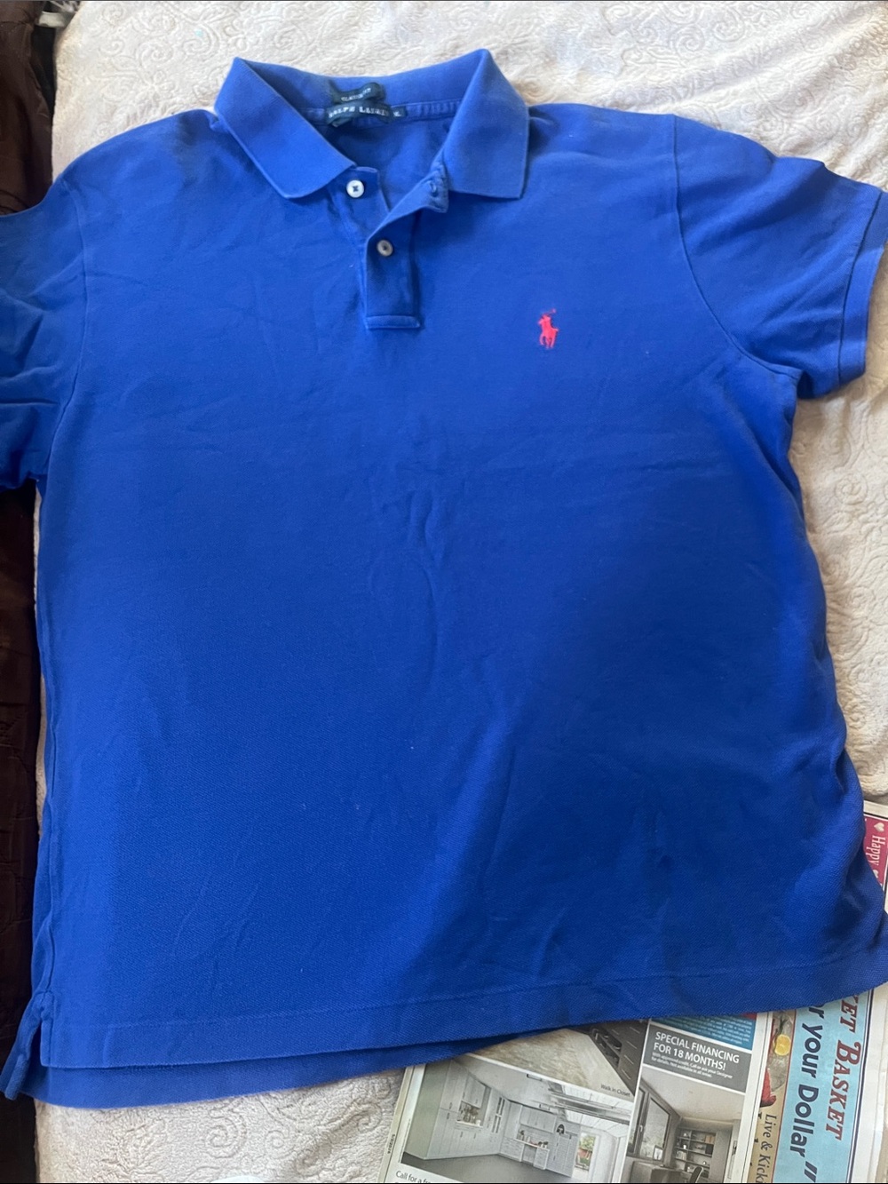 Polo Short-Sleeve Knit Shirt in Royal Blue with red Logo